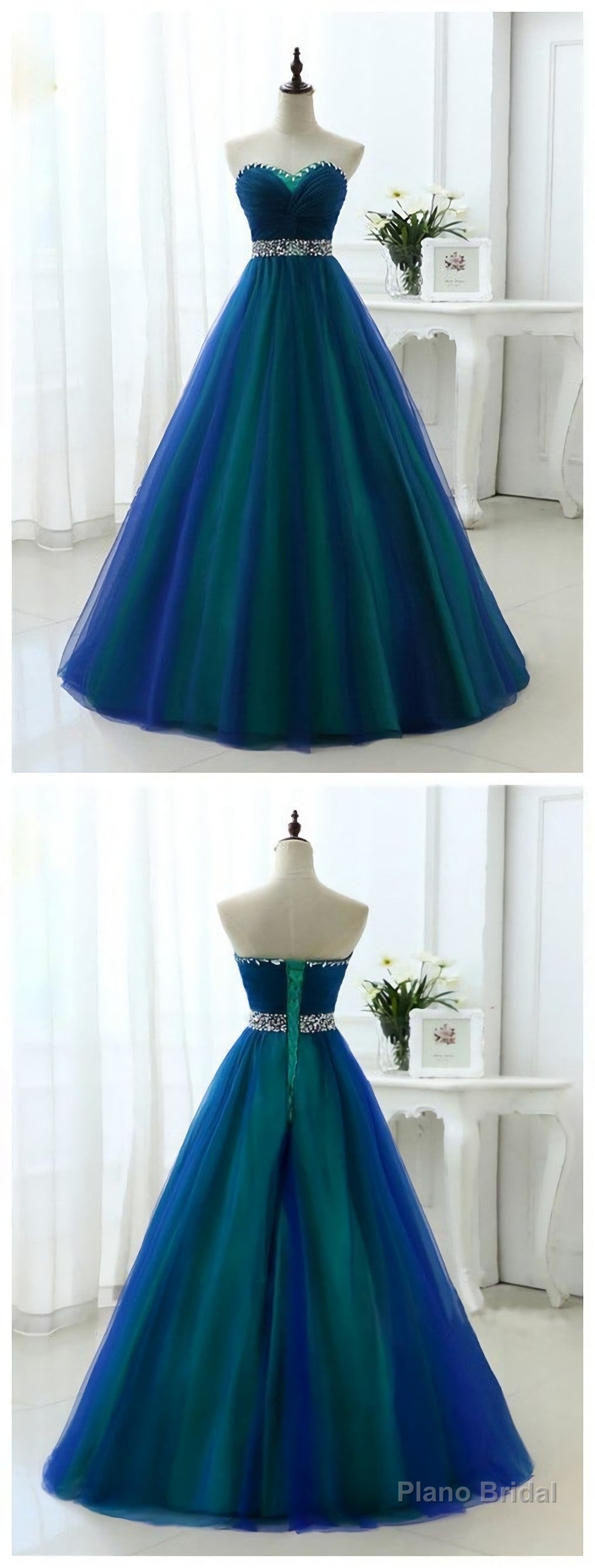 A Line Princess Sweetheart Neck Strapless Floor Length Prom Dresses Main image