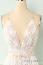Spaghetti Straps White Formal Prom Dresses