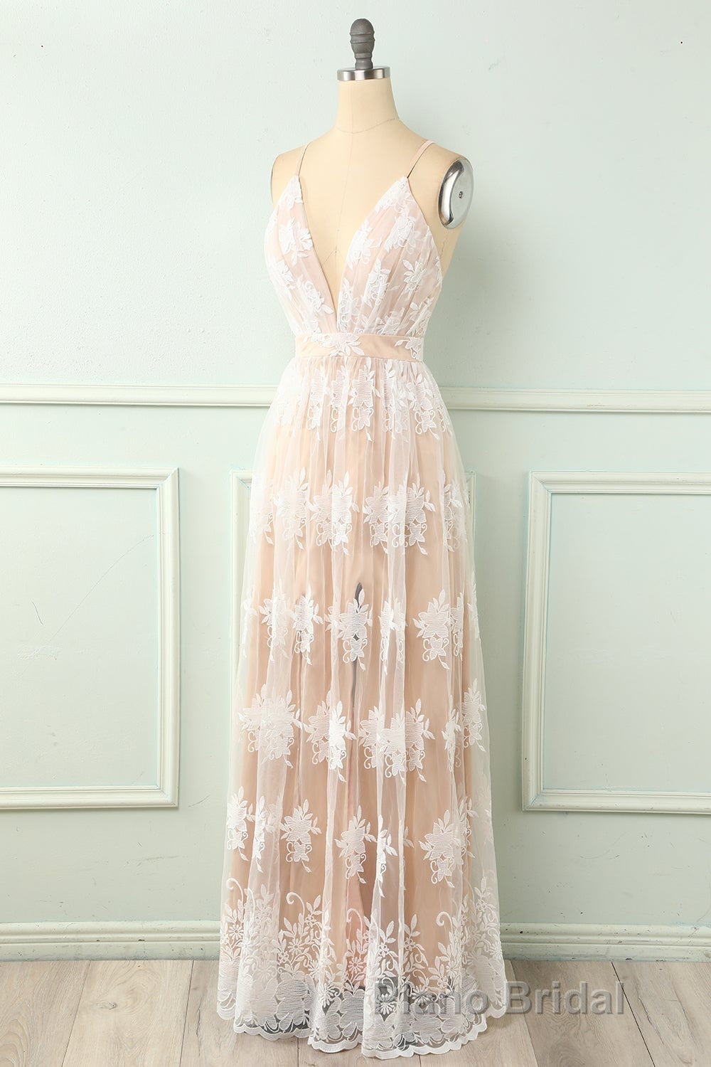 Spaghetti Straps White Formal Prom Dresses