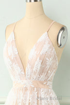 Spaghetti Straps White Formal Prom Dresses