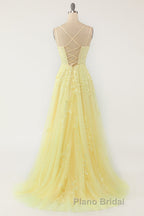 Purple Tulle Formal Prom Dress with Appliques