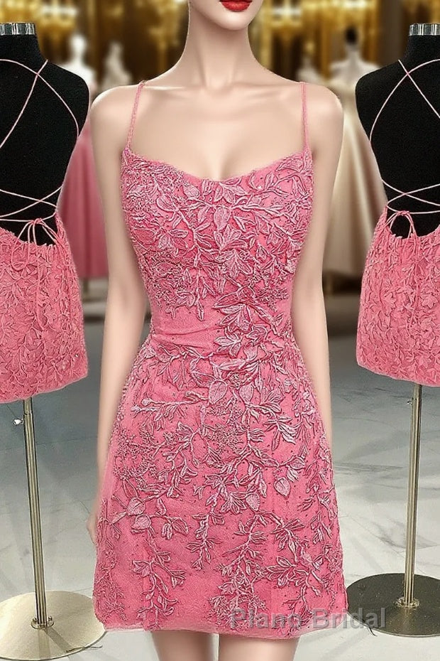 Coral Short Tight Homecoming Dresses with Lace Beading