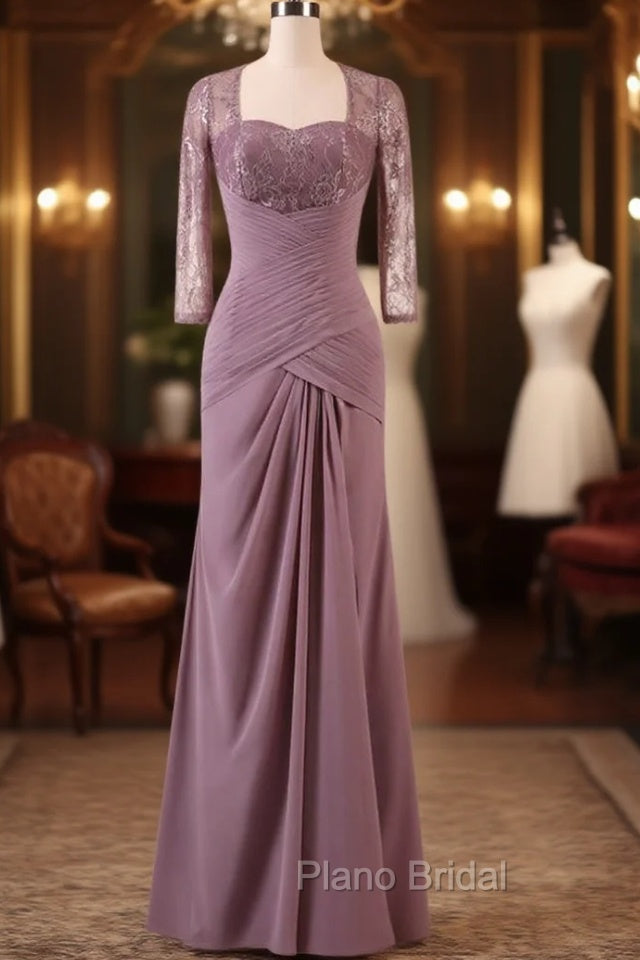 A-Line 3/4 Sleeves Ruched Chiffon Pleats Mother Of The Bride Dresses Main image