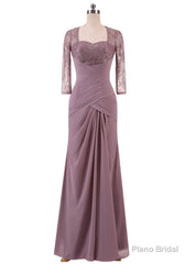 A-Line 3/4 Sleeves Ruched Chiffon Pleats Mother Of The Bride Dresses