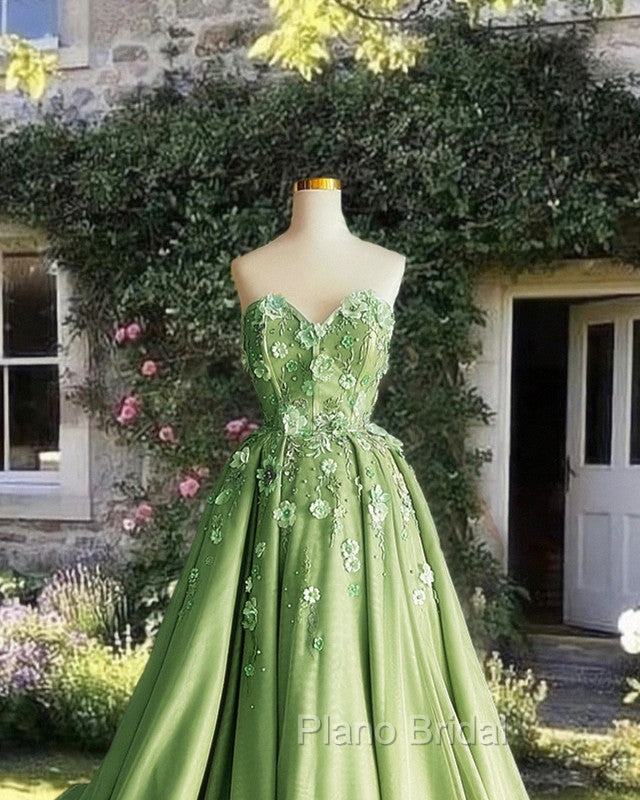 A-Line 3D Flowers Embroidey Tulle Strapless Dresses Secondary image