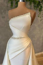A-line Asymmetrical Beaded Floor-length Open Back Sleeveless Formal Prom Dresses