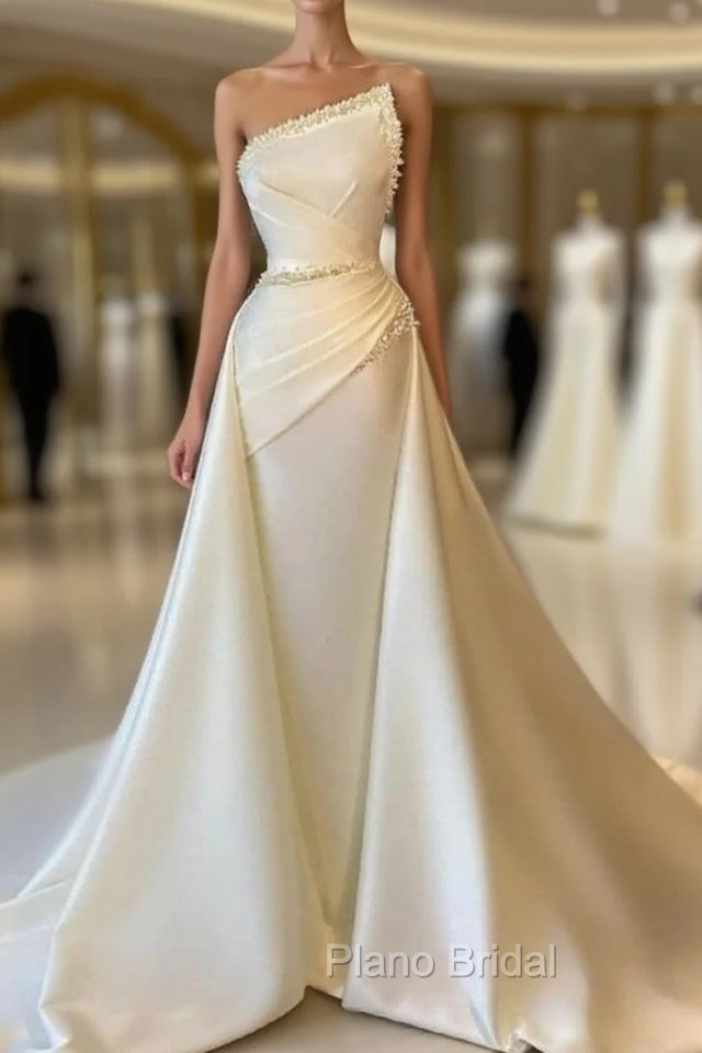 A-line Asymmetrical Beaded Floor-length Open Back Sleeveless Formal Prom Dresses Main image