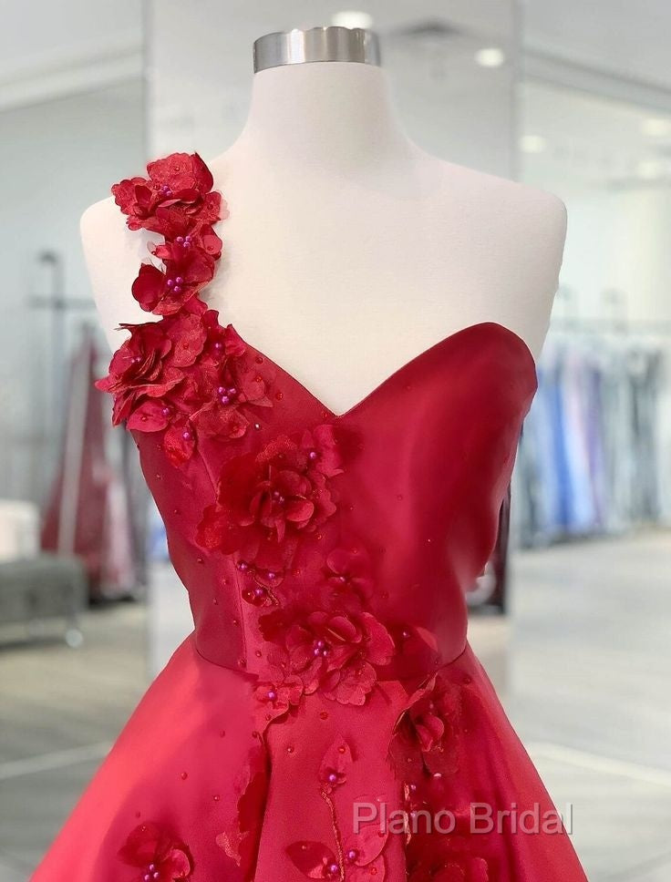 A-Line Backless Homecoming Dresses Red Mini Sleeveless One Shoulder Graduation Dresses With Appliques Secondary image