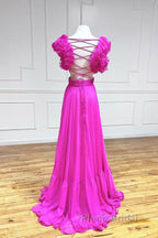 A-Line Backless Long Formal Prom Dresses, Red Long Evening Dresses