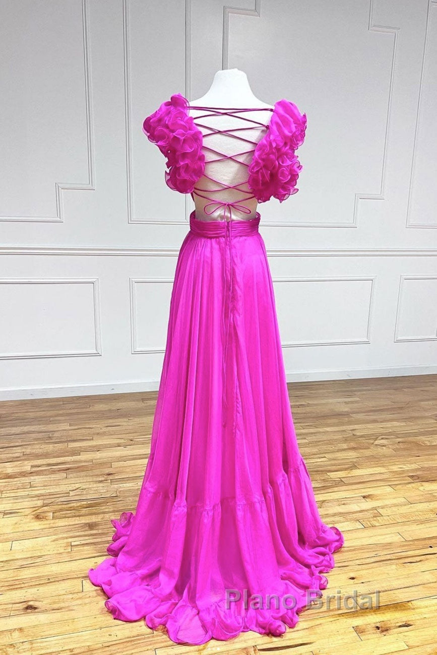 A-Line Backless Long Formal Prom Dresses, Red Long Evening Dresses