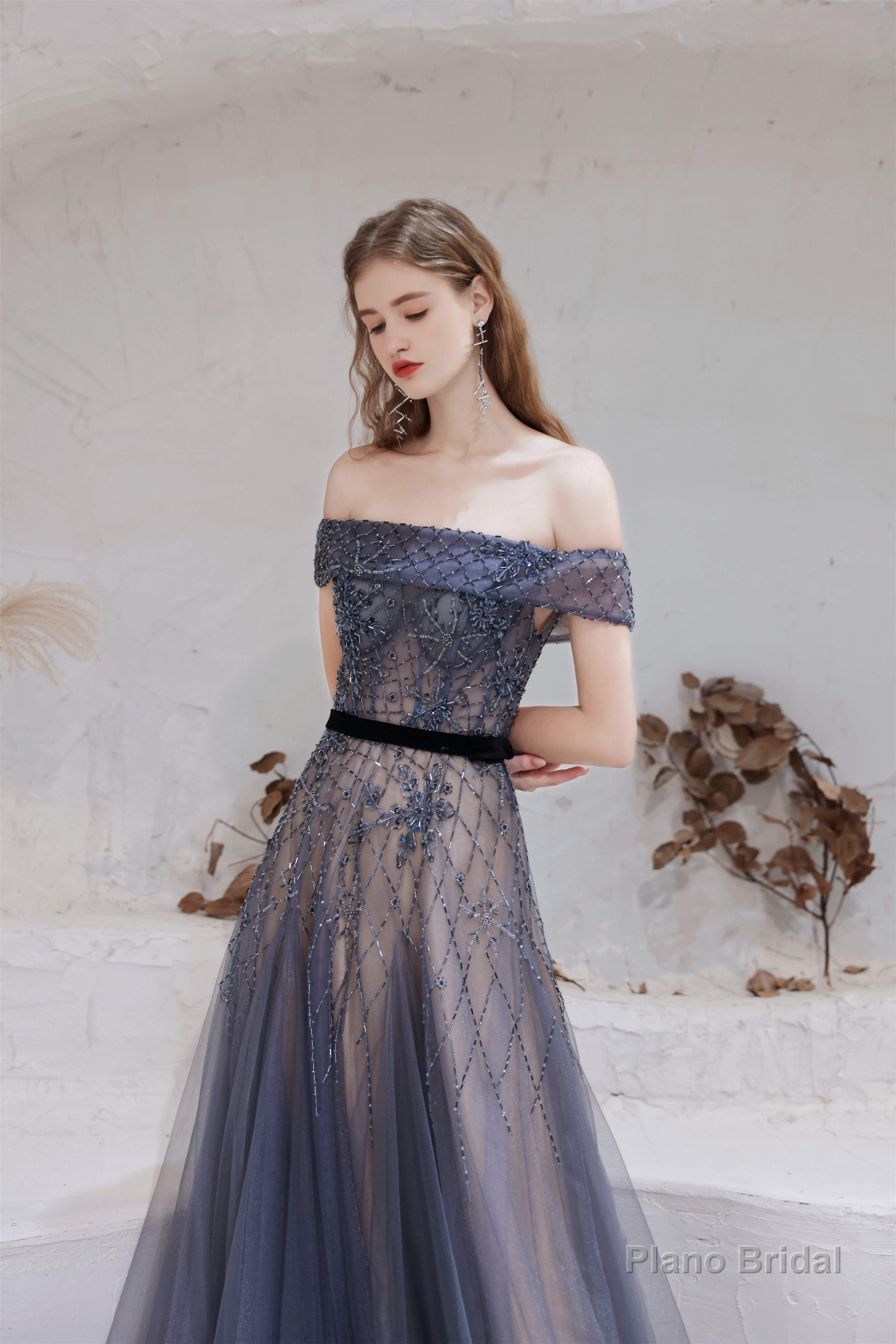 A Line Bateau Neck Floor Length Short Sleeves Zipper Prom Dresses Secondary image