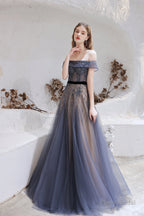 A Line Bateau Neck Floor Length Short Sleeves Zipper Prom Dresses