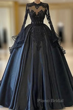 A-Line Beading Long Sleeves Lace Wedding Dresses