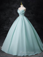 A-Line Beads Blue Long Formal Prom Dresses, Blue Long Formal Dresses
