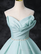A-Line Beads Blue Long Formal Prom Dresses, Blue Long Formal Dresses