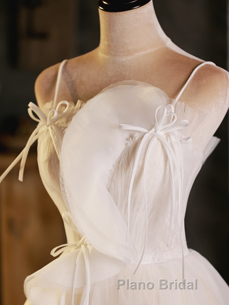 A-Line Beige Tulle Short Formal Prom Dress, Beige Cute Homecoming Dress Secondary image