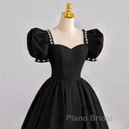 A Line Black Formal Dresses Satin Birthday Party Dresses