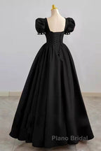 A Line Black Formal Dresses Satin Birthday Party Dresses