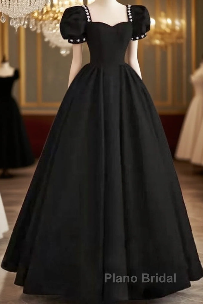 A Line Black Formal Dresses Satin Birthday Party Dresses Main image