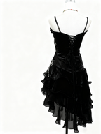 A Line Black Ruffle Short Formal Prom Dresses Homecoming Dresses