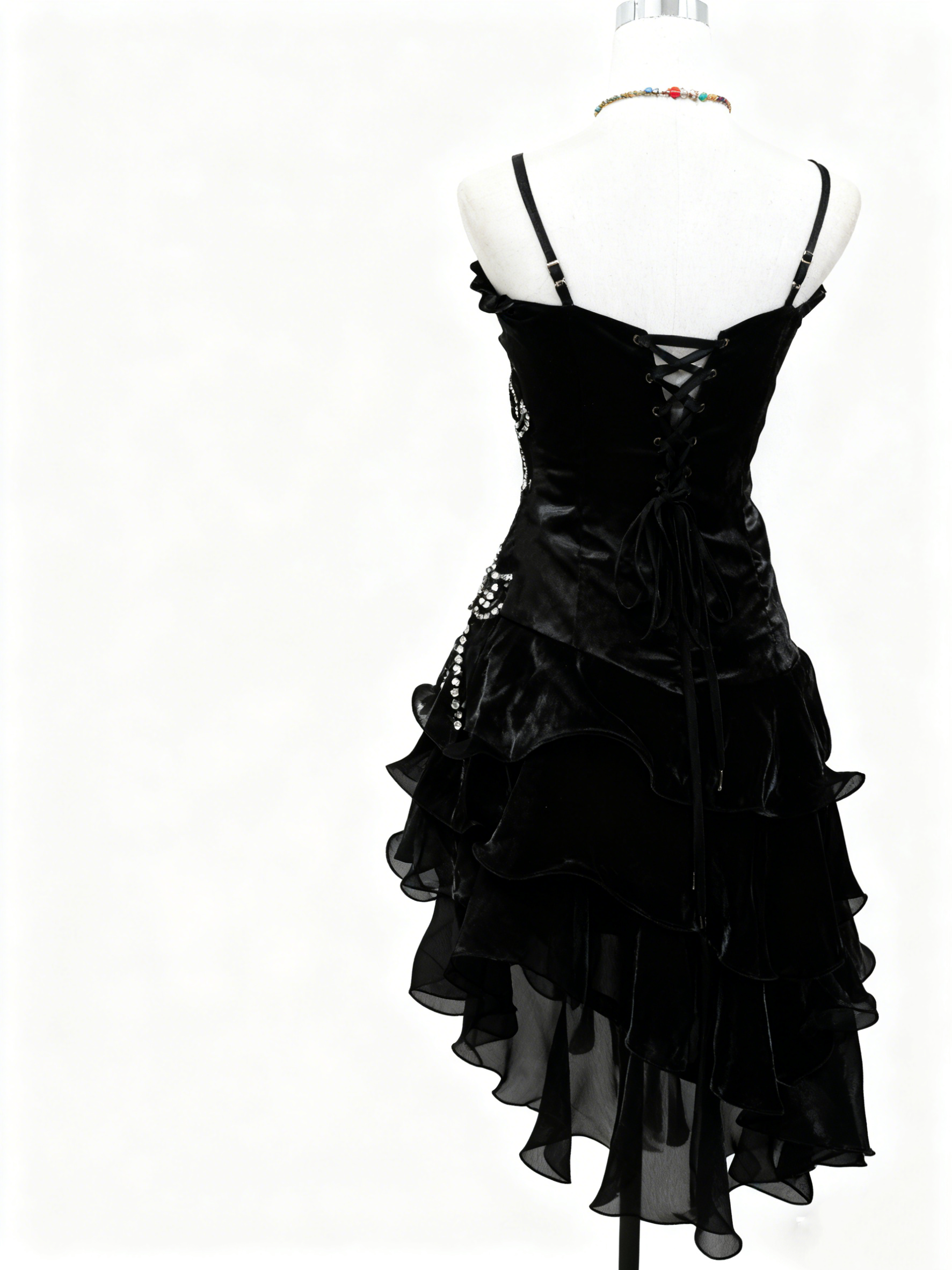 A Line Black Ruffle Short Formal Prom Dresses Homecoming Dresses