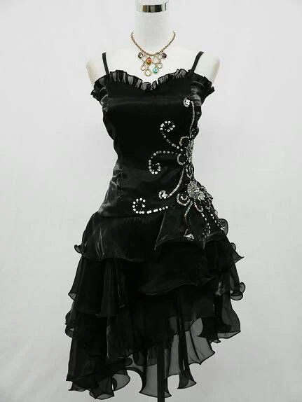 A Line Black Ruffle Short Formal Prom Dresses Homecoming Dresses Main image