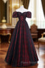 A-line Black Tulle Long Formal Prom Dresses Evening Dresses