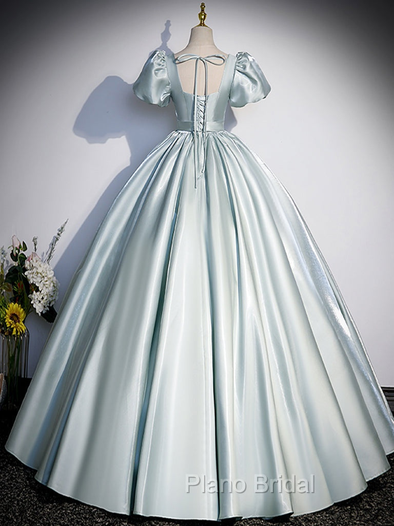 A-Line Blue Satin Long Formal Prom Dresses, Blue Long Formal Dresses Secondary image
