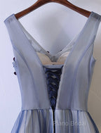 A-Line Bridesmaid Dresses V Neck Sleeveless Elegant Floor Length Tulle With Beading / Appliques