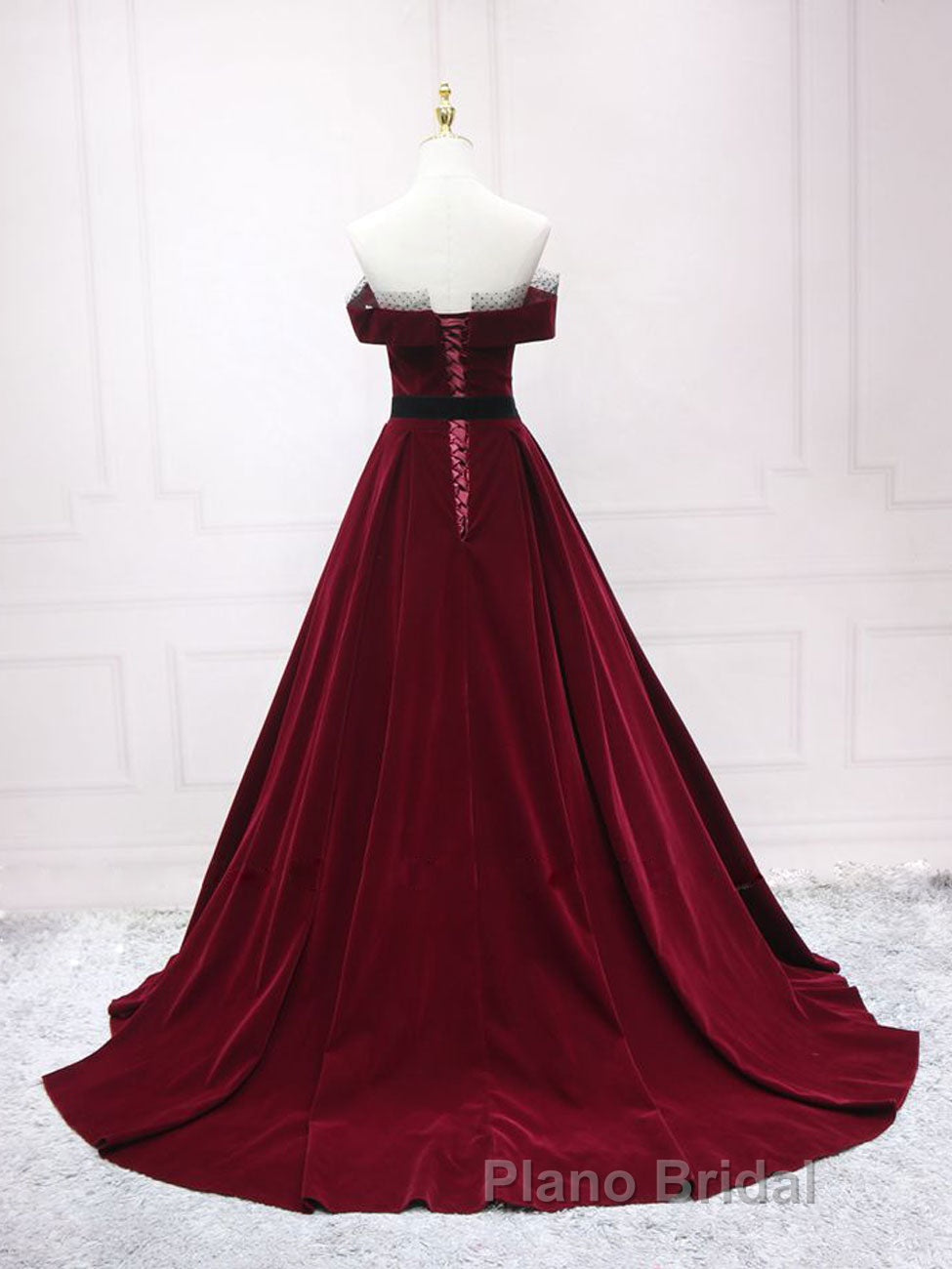 A-Line Burgundy Long Formal Prom Dresses, Burgundy Formal Evening Dresses