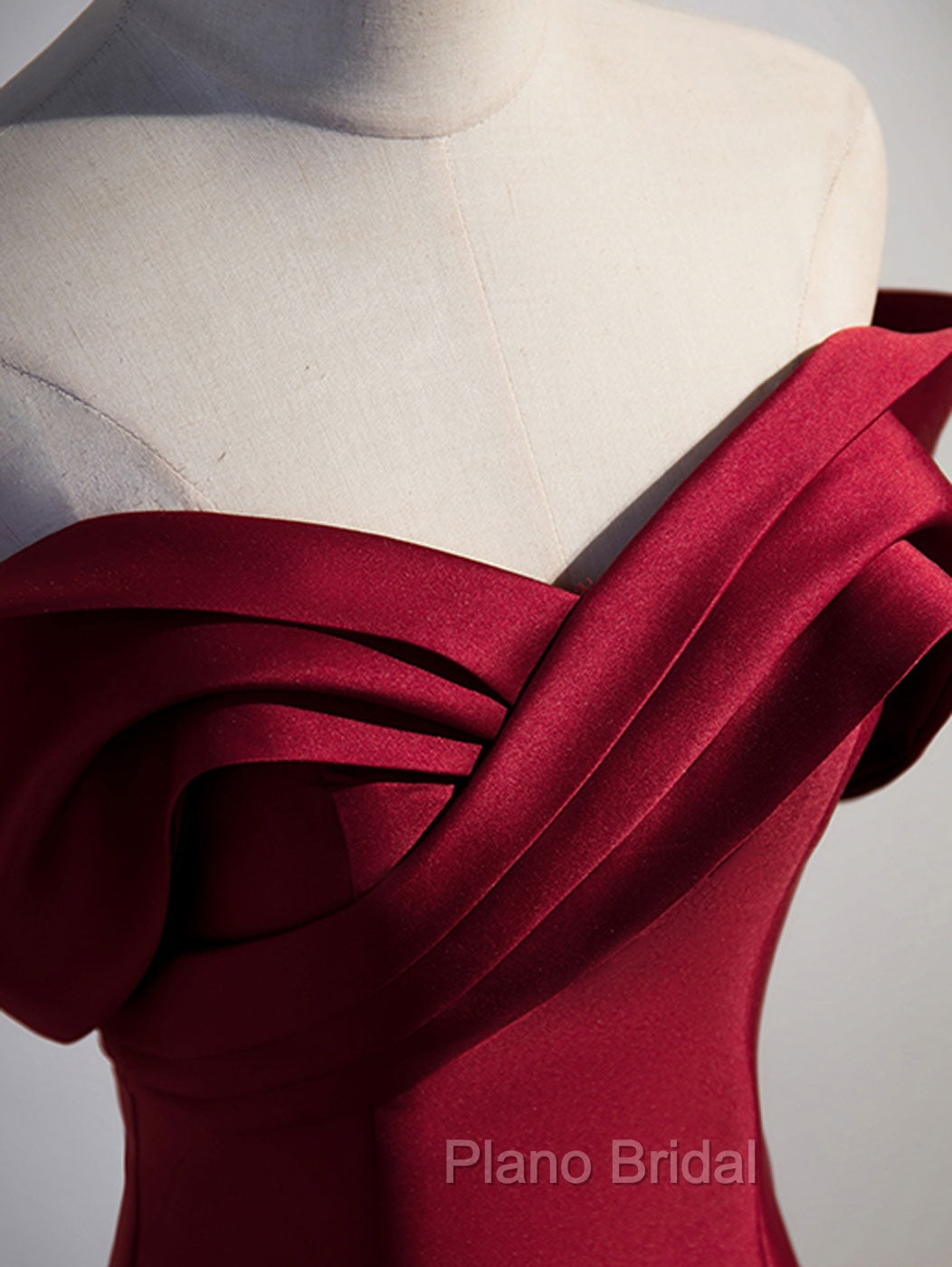 A-Line Burgundy Off Shoulder Long Formal Prom Dresses, Burgundy Evening Dresses