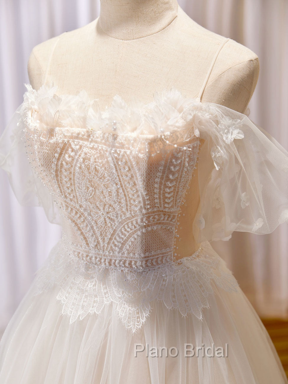 A Line Champagne Long Formal Prom Dresses, Lace Champagne Long Formal Dresses Secondary image