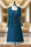 A-line Chiffon Lace Blue Mother Of The Bride Dresses With Jacket