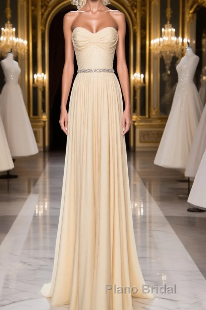 A-Line Chiffon Long Formal Prom Dresses, Sweetheart Neck Chiffon Formal Dress Main image