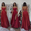 A Line Dark Red Long Formal Prom Dresses, New Arrive Party Dresses
