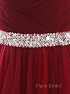 A-Line Elegant Quinceanera Formal Prom ValentineS Day Dresses Strapless Sleeveless Chapel Train Satin With Crystals