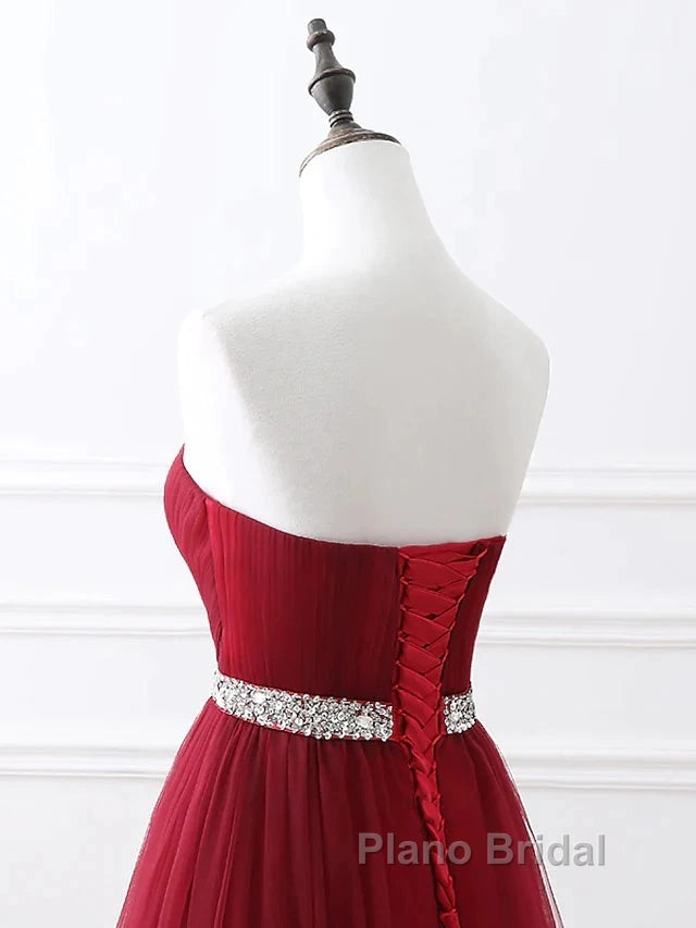 A-Line Elegant Quinceanera Formal Prom ValentineS Day Dresses Strapless Sleeveless Chapel Train Satin With Crystals