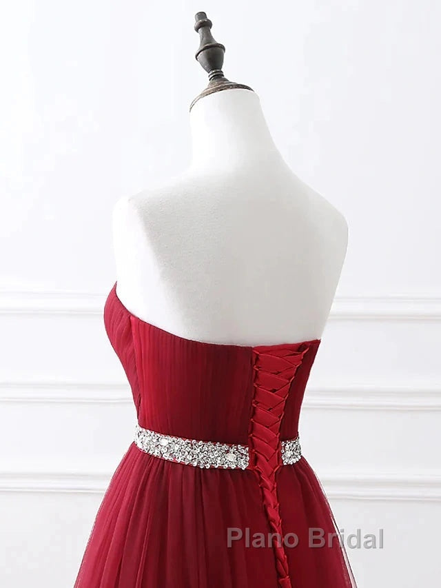 A-Line Elegant Quinceanera Formal Prom ValentineS Day Dresses Strapless Sleeveless Chapel Train Satin With Crystals