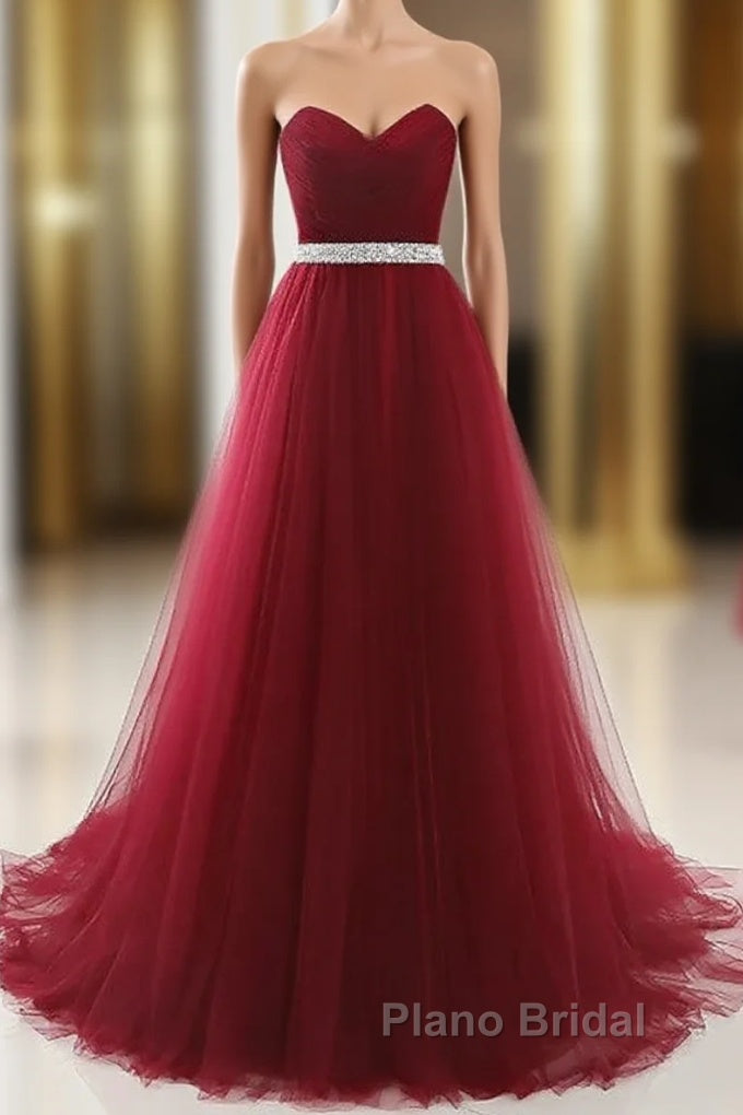A-Line Elegant Quinceanera Formal Prom ValentineS Day Dresses Strapless Sleeveless Chapel Train Satin With Crystals Main image