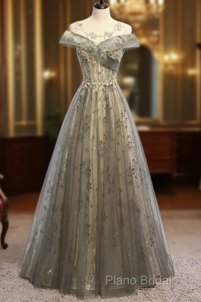 A-Line Formal Gown Elegant Dresses Wedding Floor Length Short Sleeve Tulle With Pleats Main image