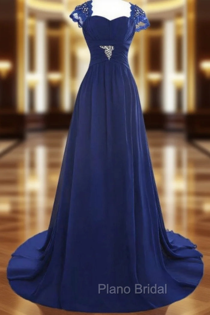 A-Line Floor Length Chiffon Blue Mother of the Bride Dresses