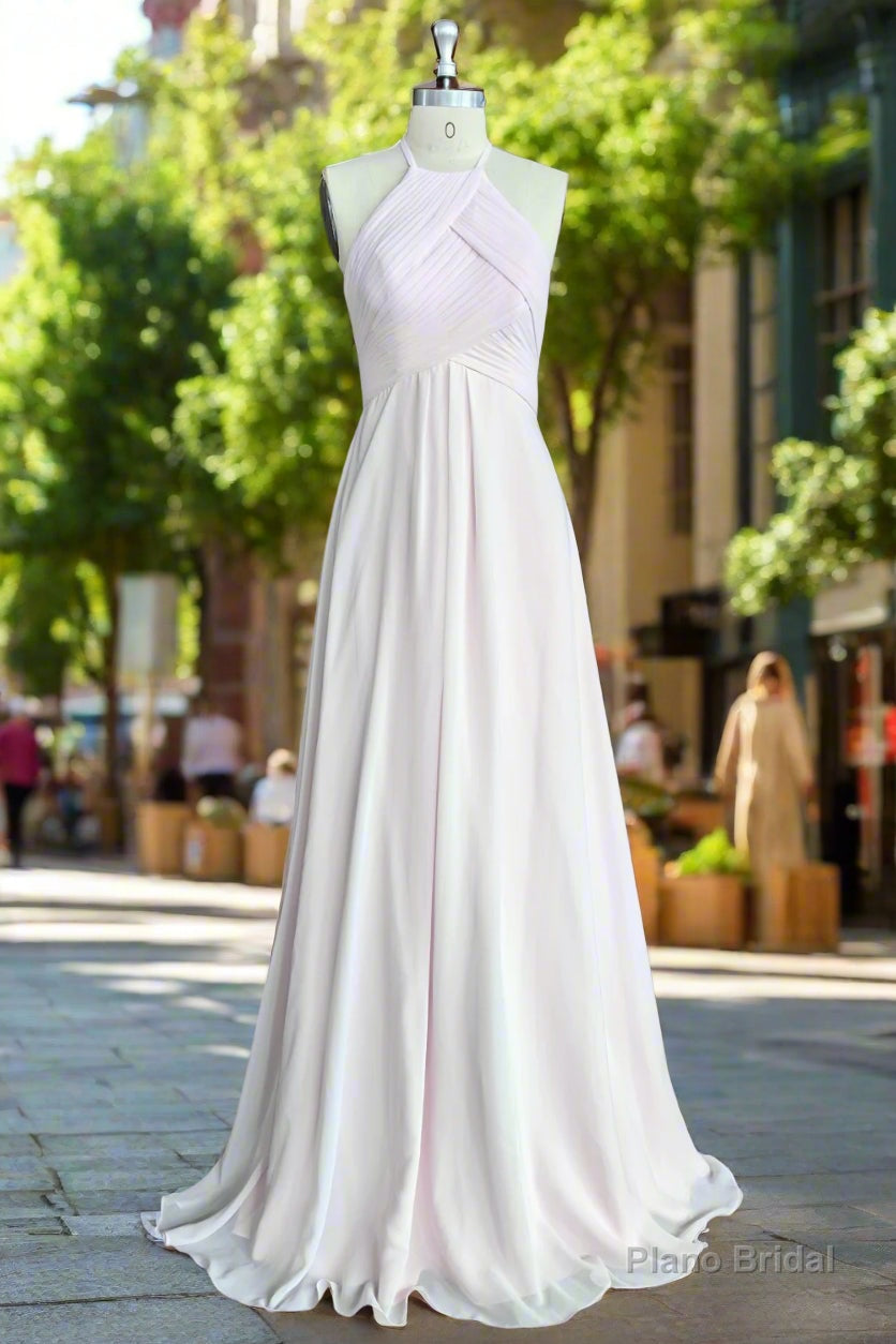 A-line Floor Length Halter Keyhole Chiffon Bridesmaid Dresses Main image