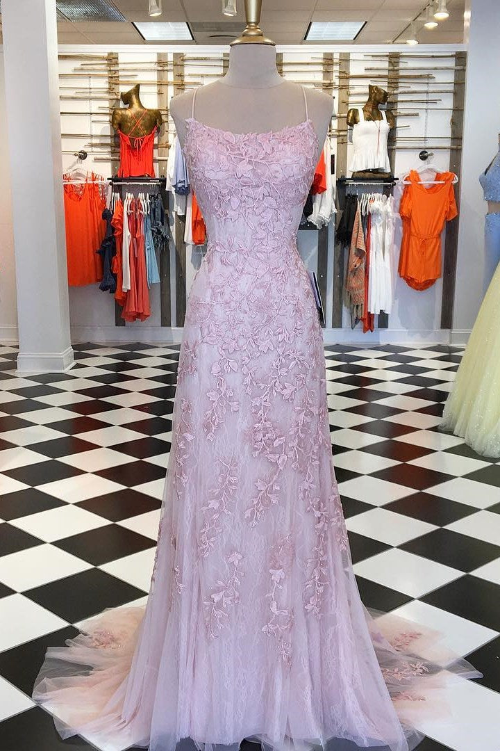 Red Floral Appliques Tulle Mermaid Long Formal Dresses