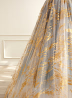 A-line Gradient Tulle Long Party Dresses, Floor Length Formal Prom Dresses