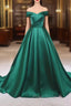 A-line Green Satin Sweetheart Formal Dresses, Green Long Evening Dresses Formal Prom Dresses