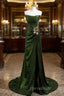 A-line Green Sequins Mermaid Long Party Dresses, Mermaid Sequins Green Formal Prom Dresses