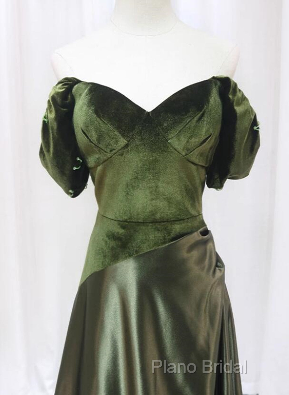 A-Line Green Sweetheart Velvet Long Party Dresses, Green Formal Dresses Formal Prom Dresses Secondary image