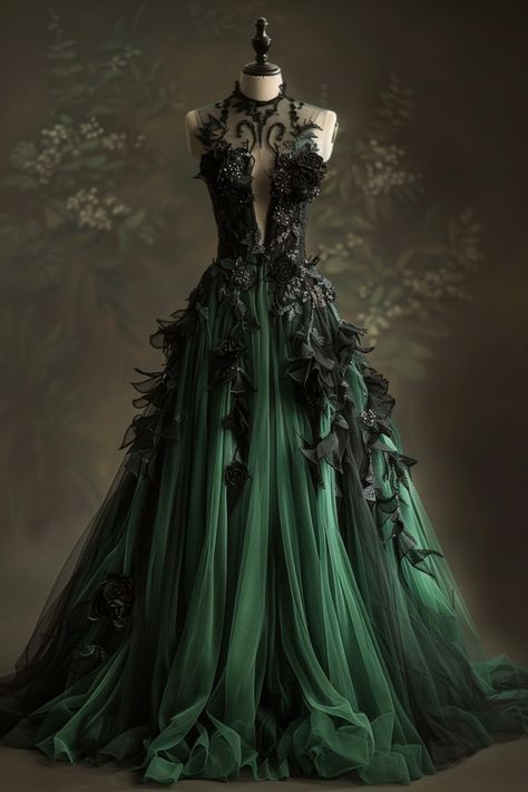 A Line Green Tulle Long Formal Prom Dresses, Formal Graduation Formal Evening Dresses