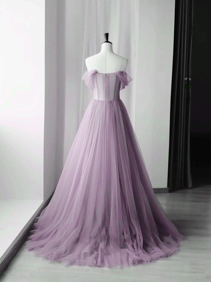 A-Line Green Tulle Long Formal Prom Dresses, Green Formal Evening Dresses