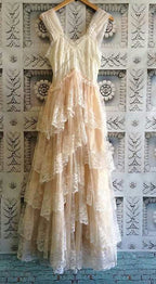 A Line Lace Tulle Formal Prom Dresses Women'S V-Neck Elegant Lace Dresses